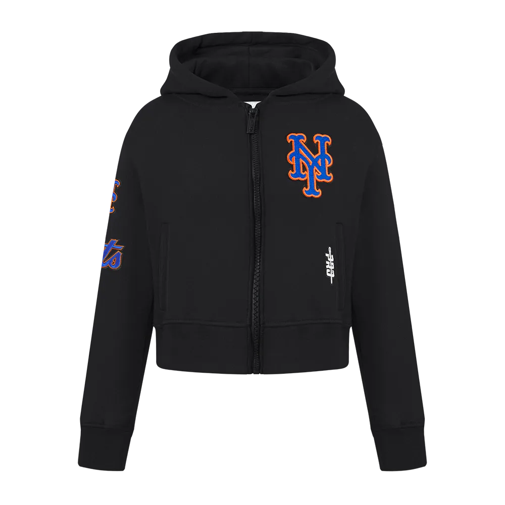 NEW YORK METS CLASSIC LITTLE GIRLS FLC FZ HOODIE (BLACK)