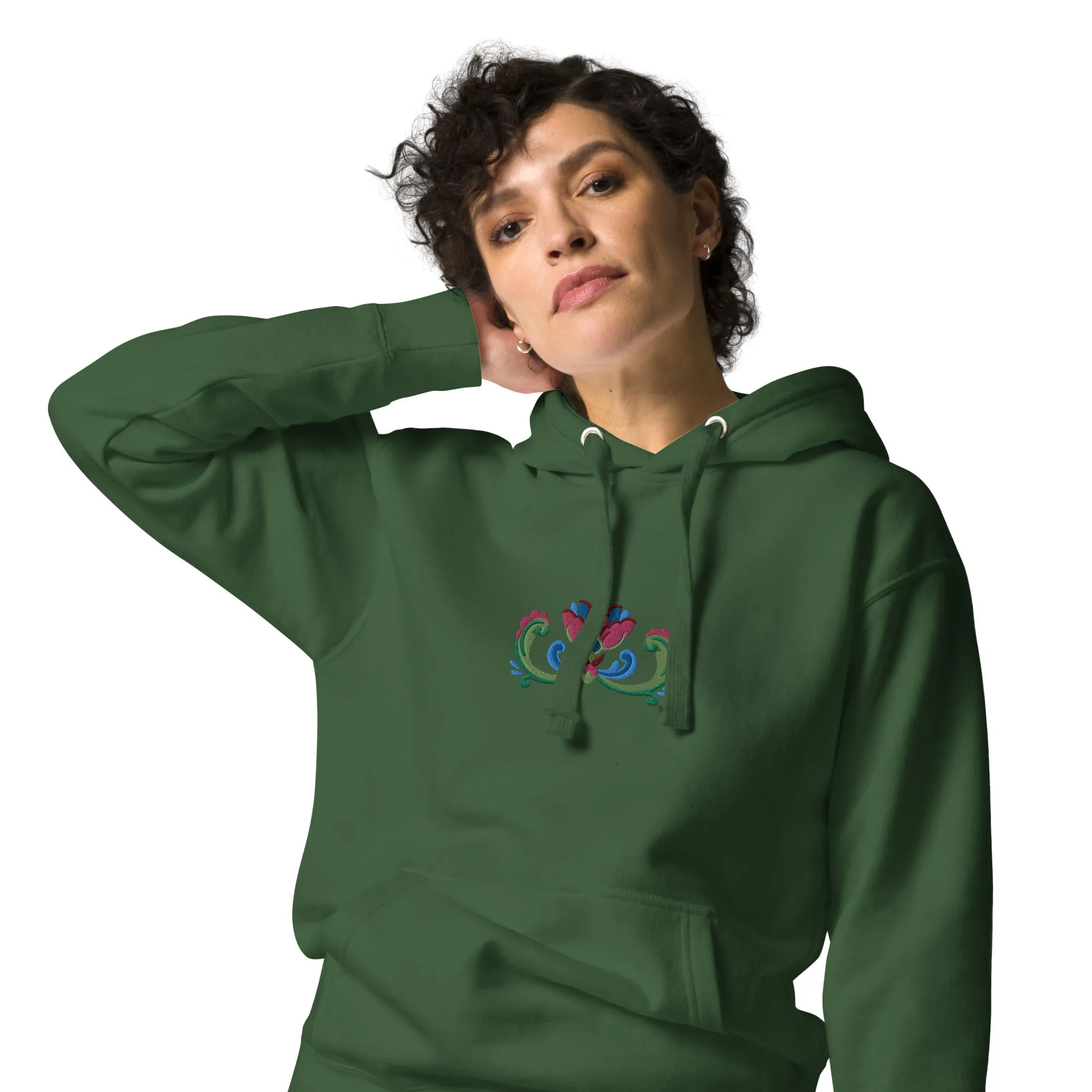 Norwegian Rosemaling Embroidered Hoodie