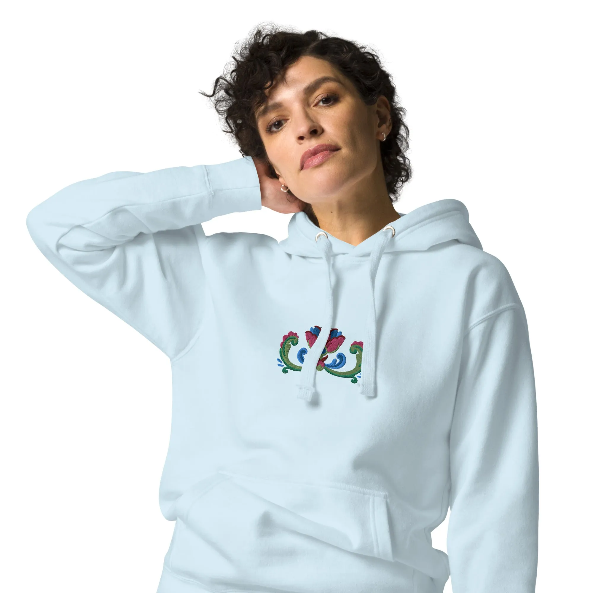 Norwegian Rosemaling Embroidered Hoodie