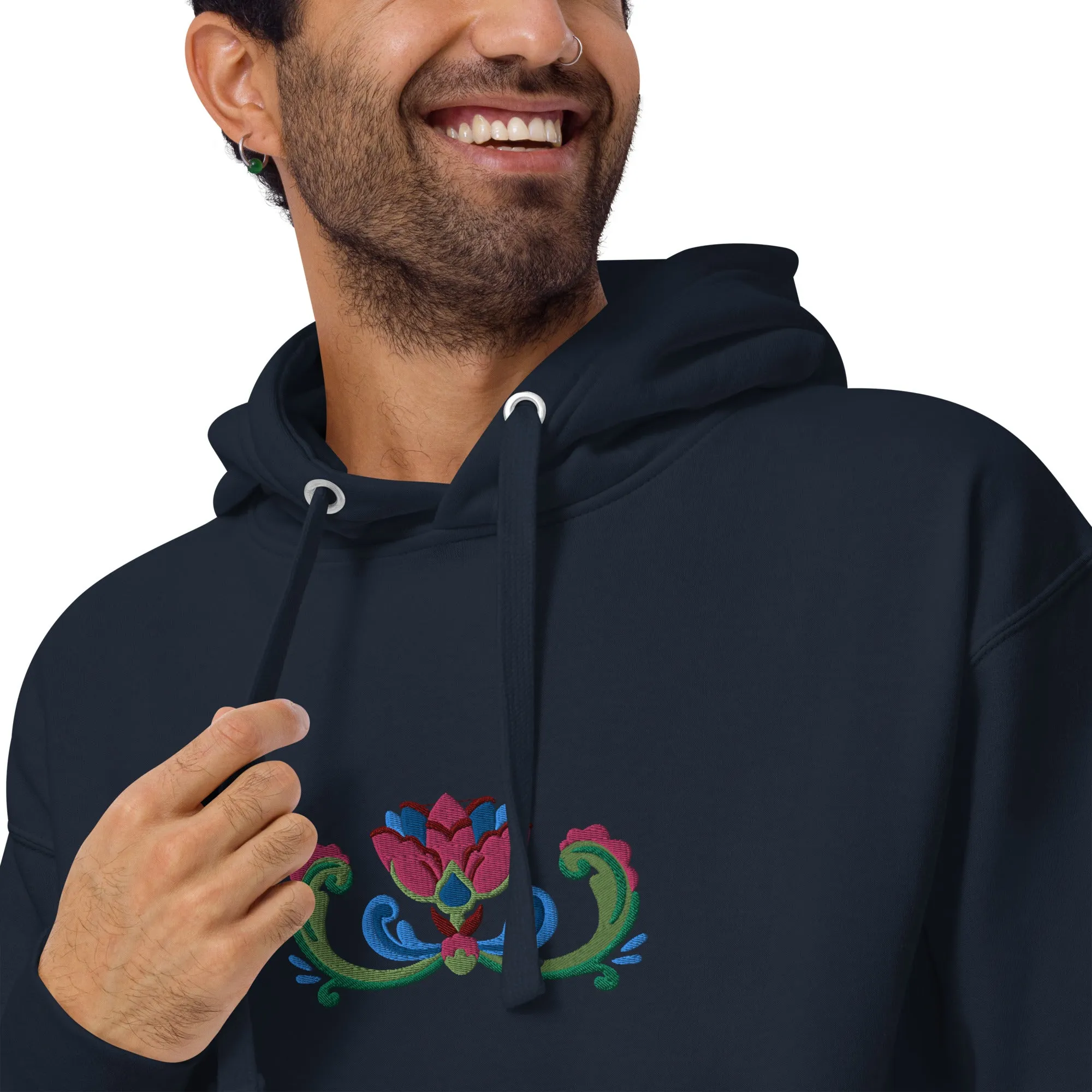 Norwegian Rosemaling Embroidered Hoodie