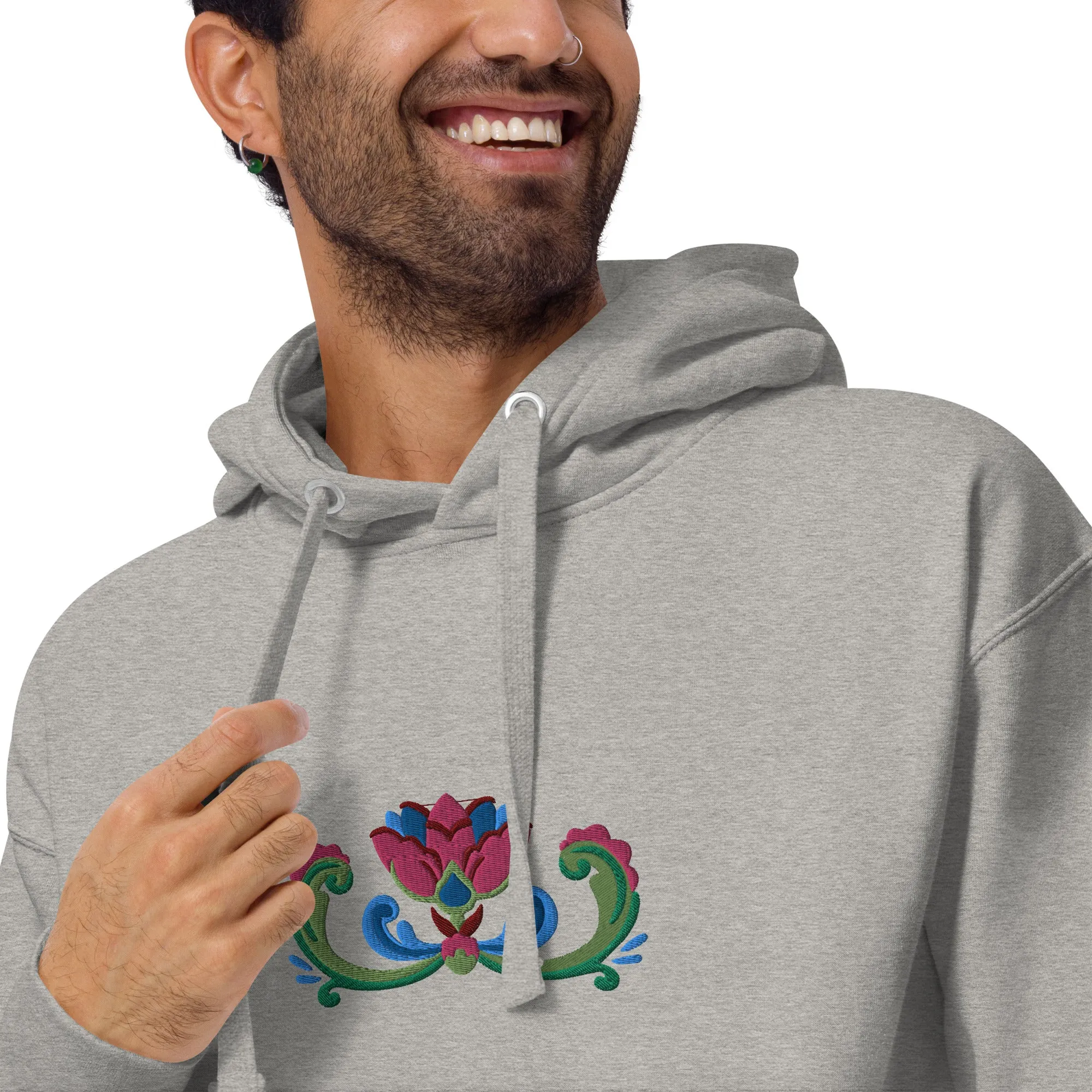Norwegian Rosemaling Embroidered Hoodie