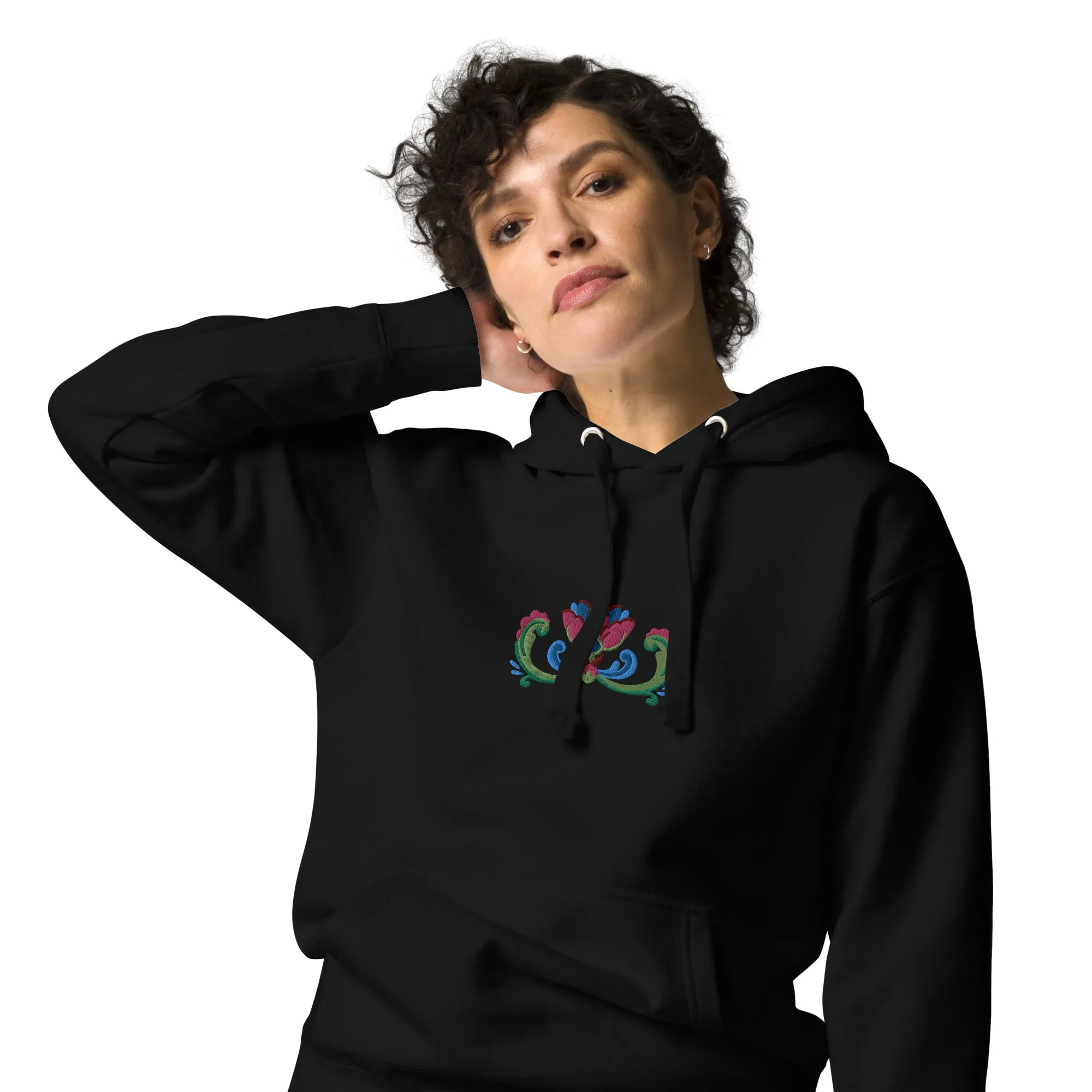 Norwegian Rosemaling Embroidered Hoodie