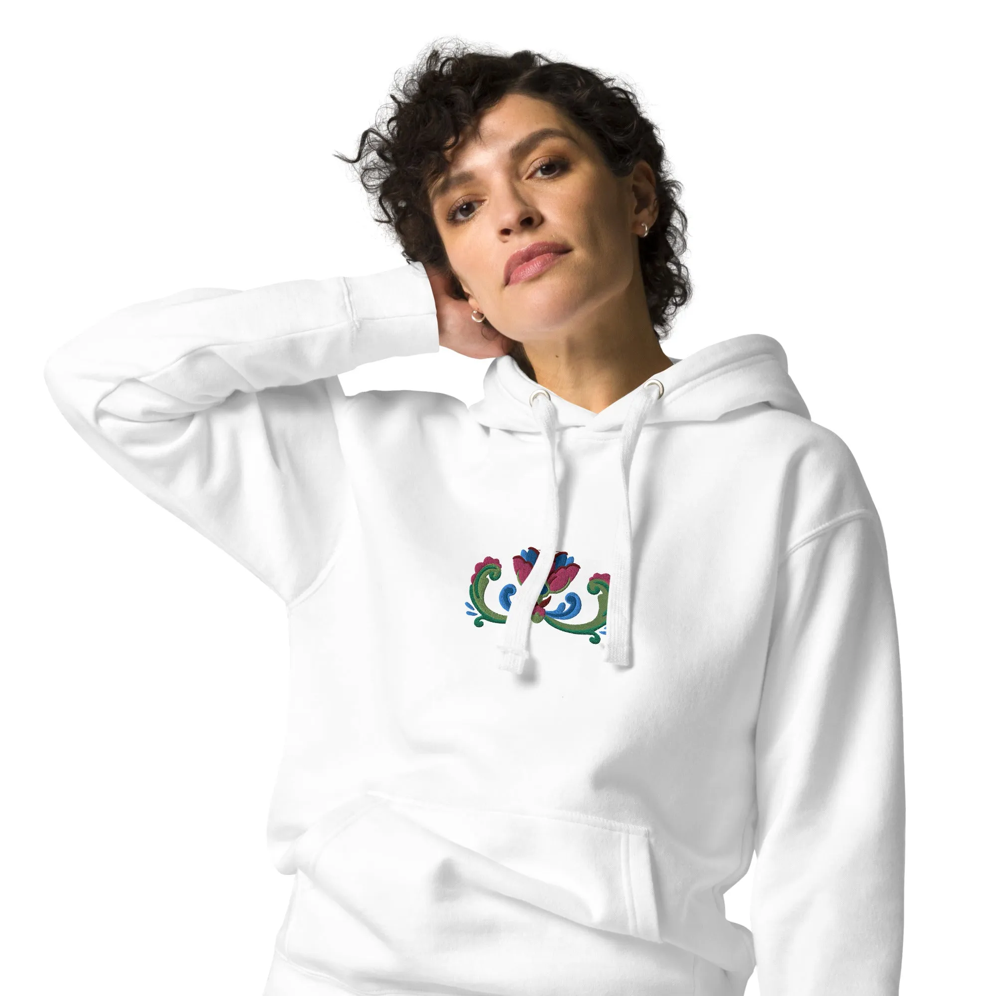 Norwegian Rosemaling Embroidered Hoodie