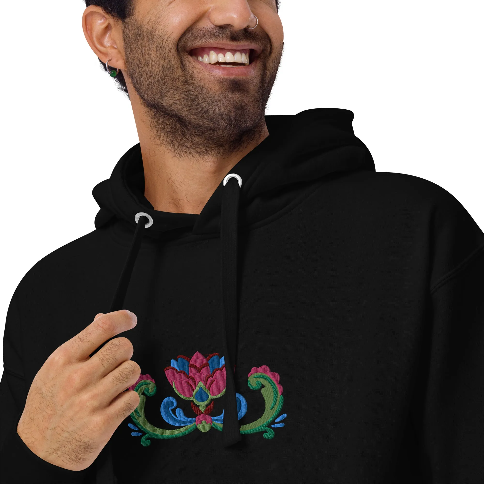 Norwegian Rosemaling Embroidered Hoodie