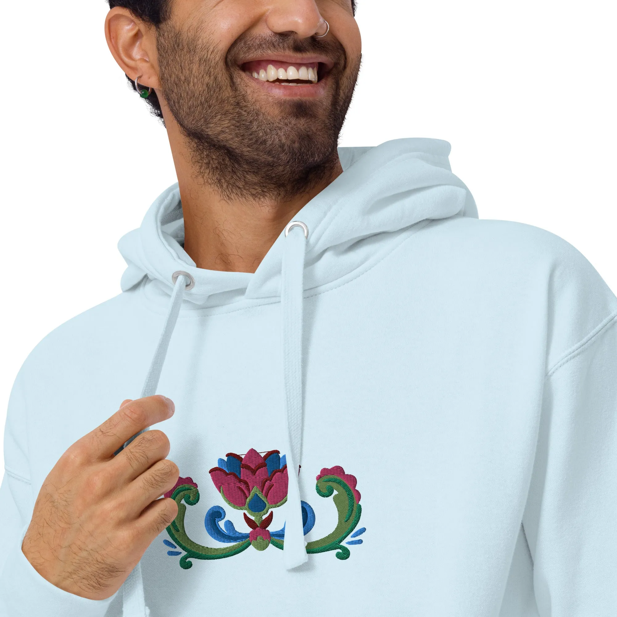 Norwegian Rosemaling Embroidered Hoodie