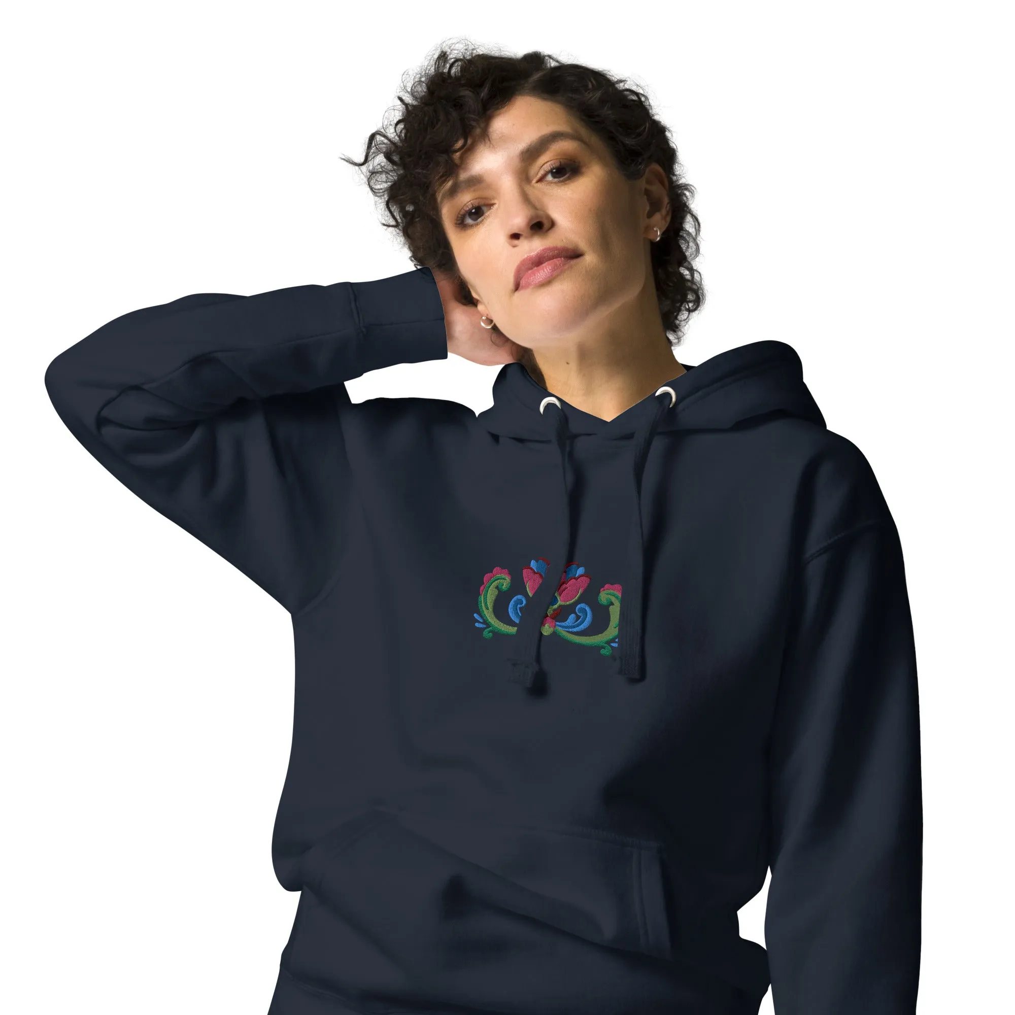 Norwegian Rosemaling Embroidered Hoodie
