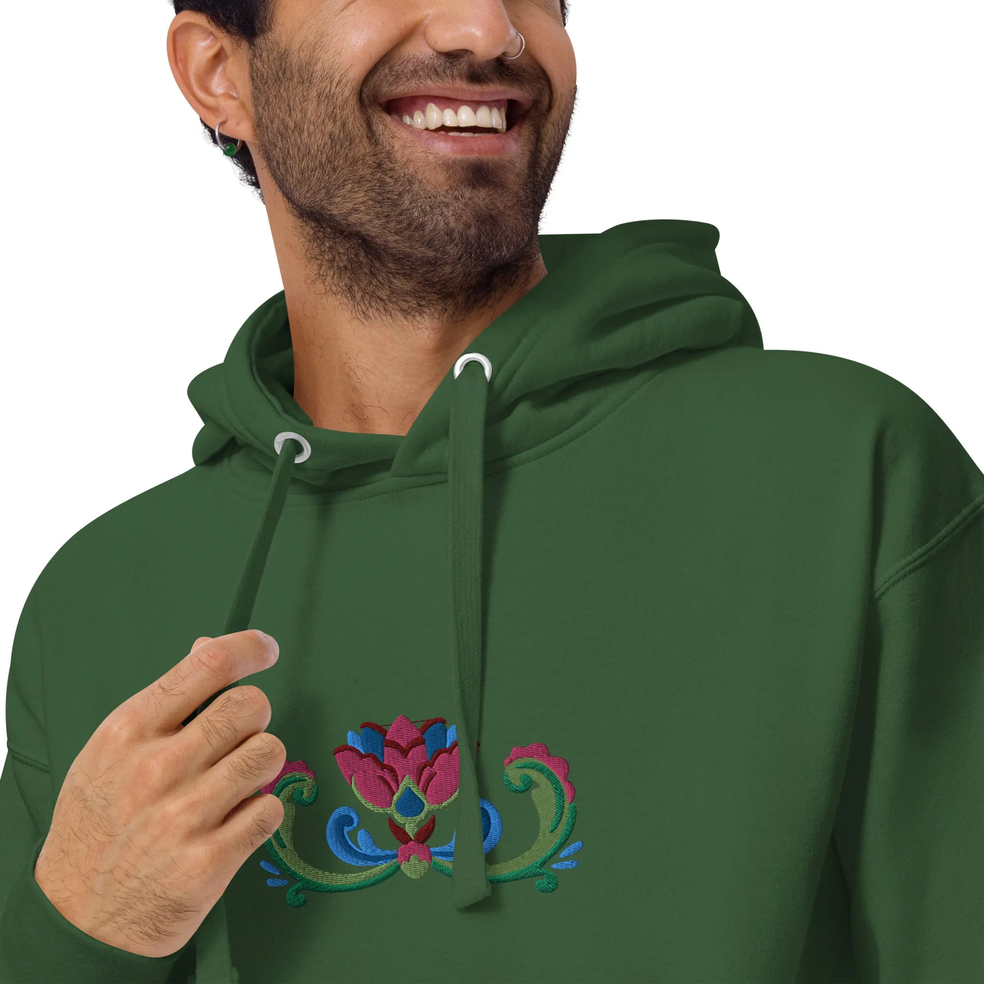 Norwegian Rosemaling Embroidered Hoodie