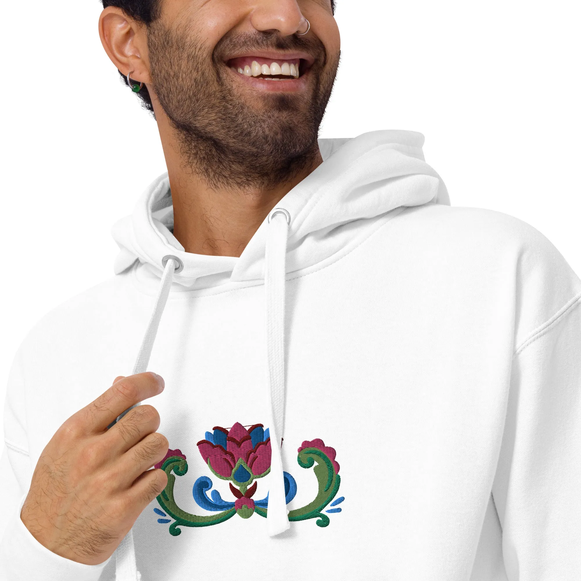 Norwegian Rosemaling Embroidered Hoodie