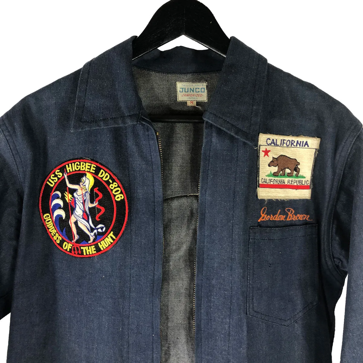 Patched Japanese Denim Junco Souvenir Jacket Far East Cruise USS Higbee Vietnam 1968