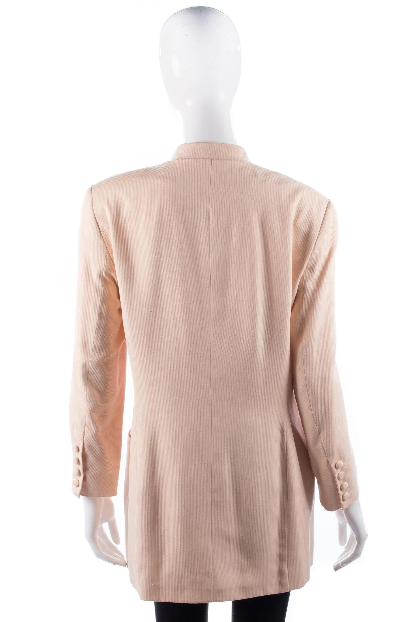 Paul Costelloe Long Jacket 100% Silk Mandarin Collar Peach Size 12
