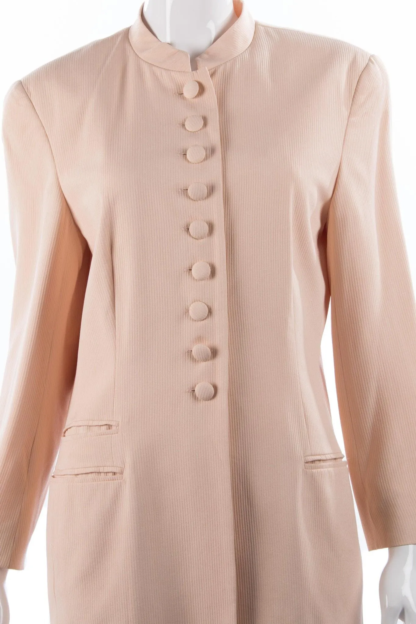 Paul Costelloe Long Jacket 100% Silk Mandarin Collar Peach Size 12