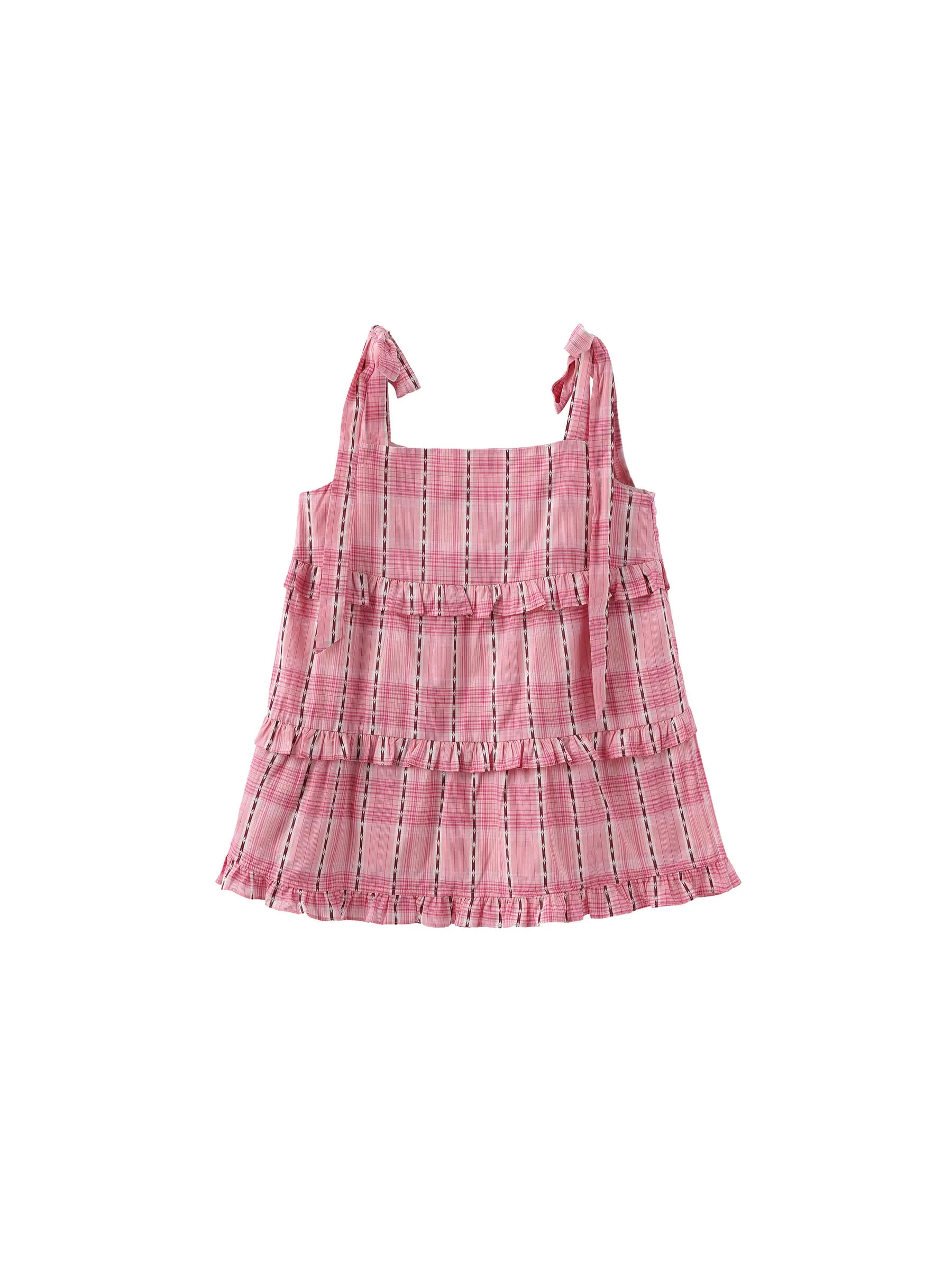 Pink Ruffled Striped Cami Top