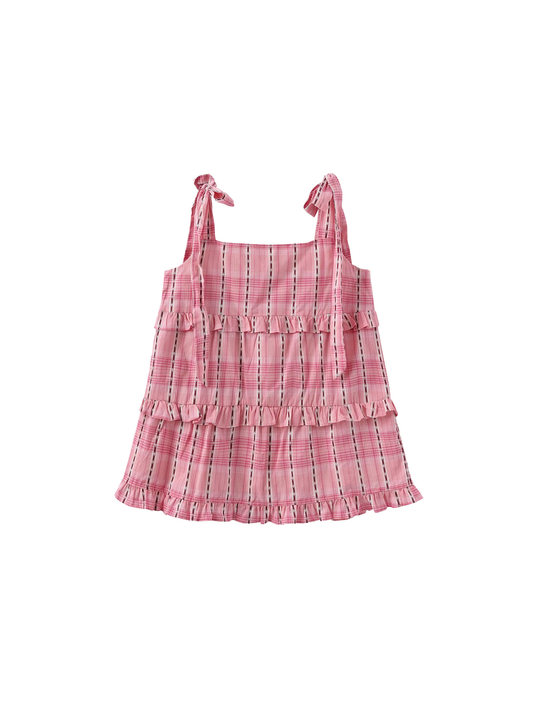 Pink Ruffled Striped Cami Top