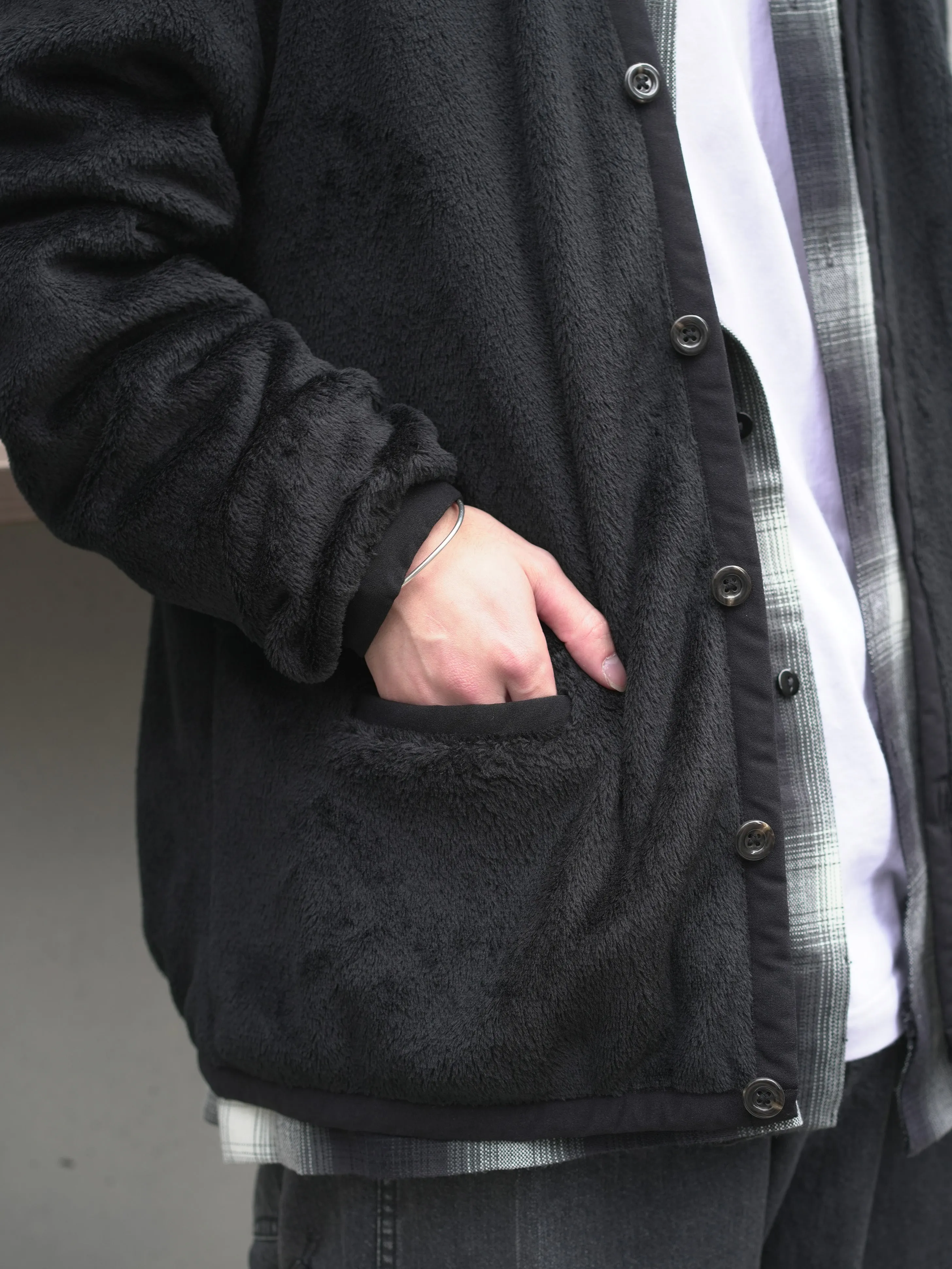 Polartec® Fleece Cardigan - BLACK