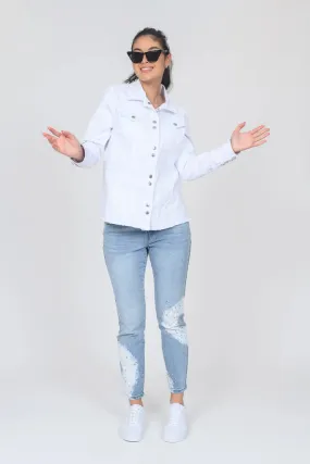 Pull On Jeans Light Denim Color with Rhinestones & Tie Dye Circles