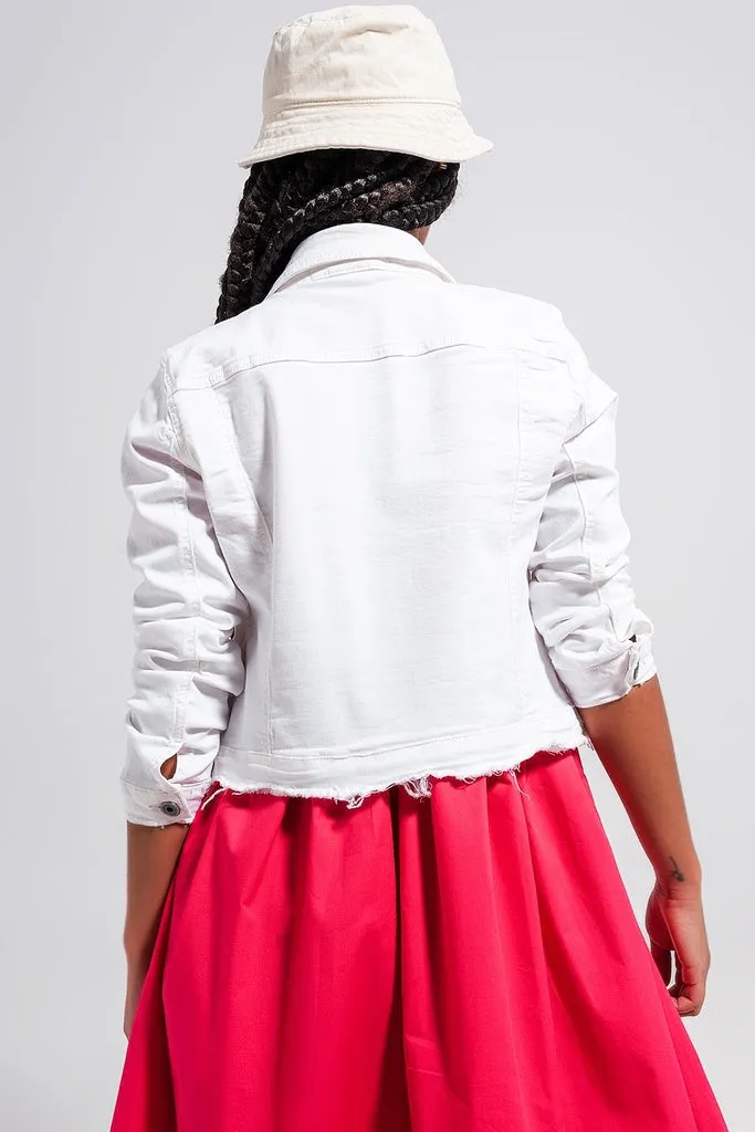 Q2 - Original Raw Edge Denim Jacket in Colour White