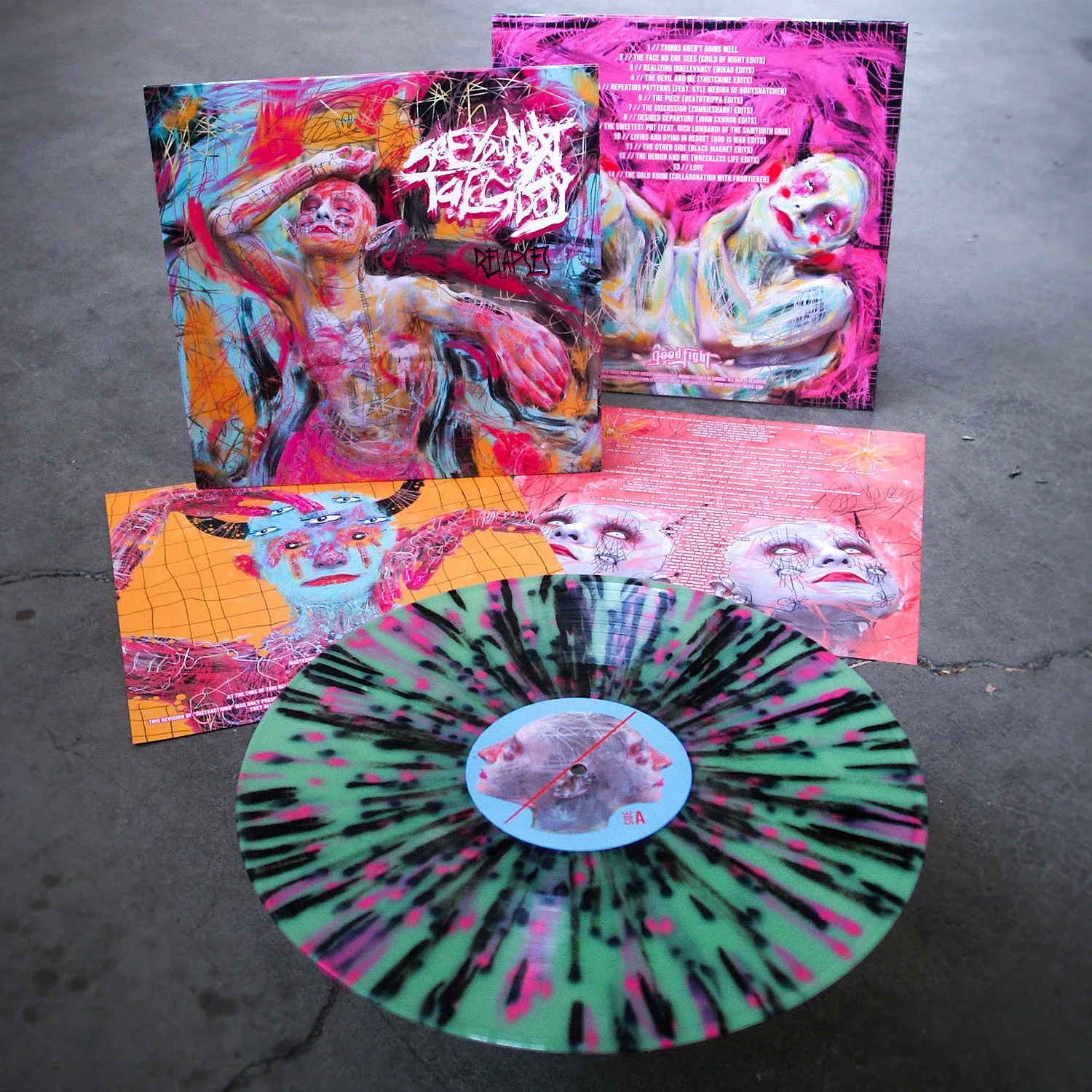 Relapses Coke Bottle Clear & White W/ Black & Hot Pink Splatter LP