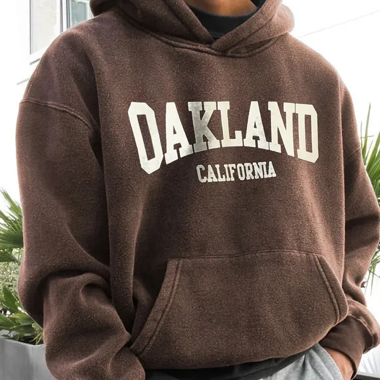 Retro  Oakland Casual Print Hoodie