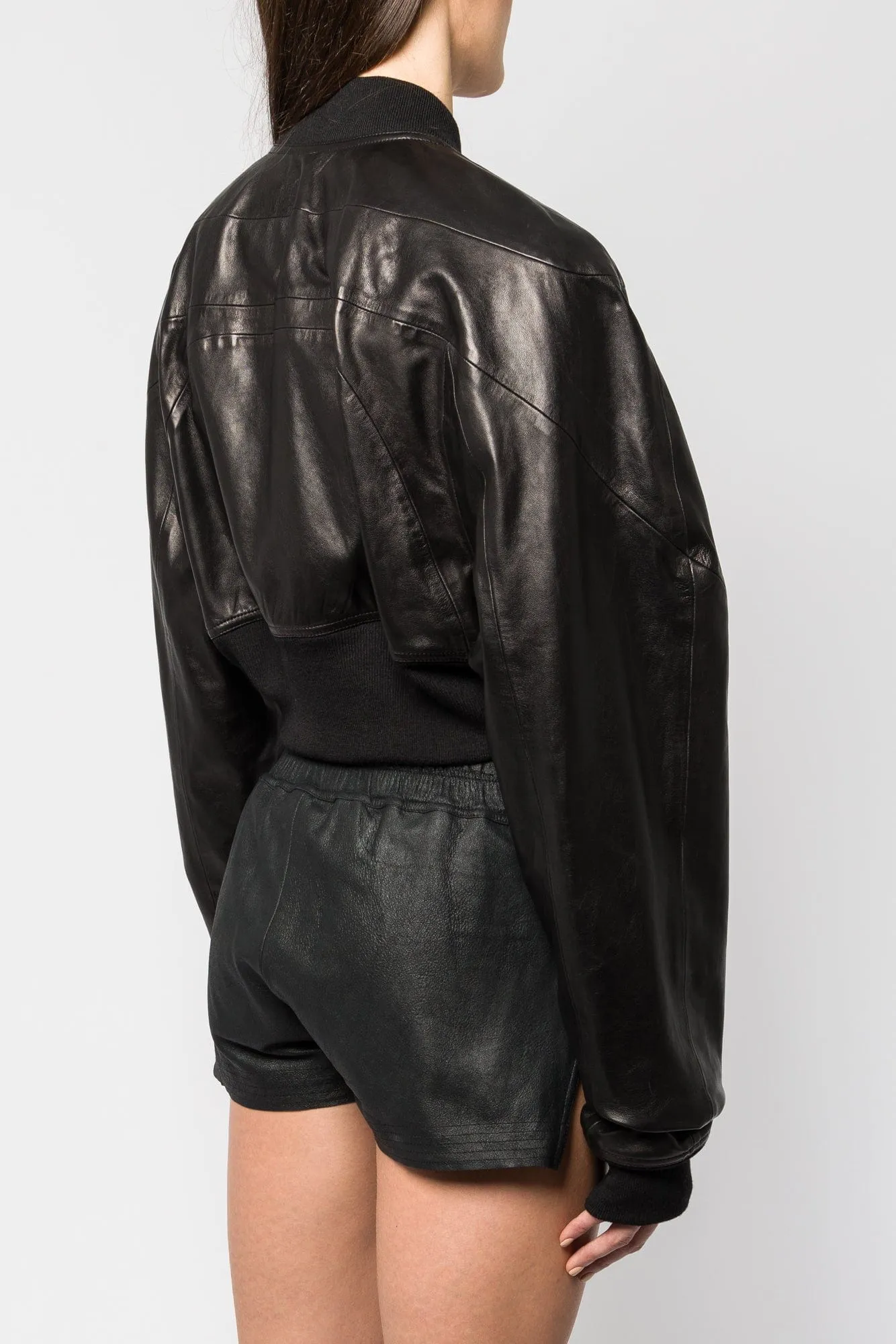 Rick Owens Girdered Cropped Bomber in Black SS25