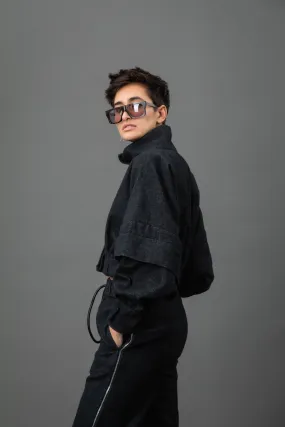 Ripley Navy Cropped Voluminous Jacket