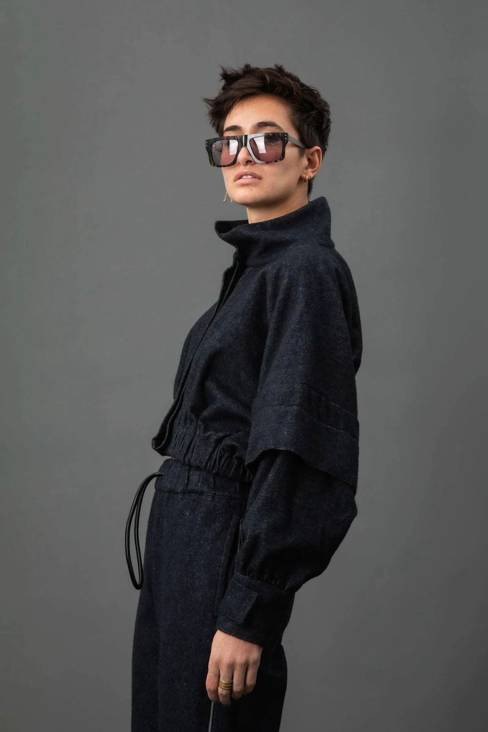 Ripley Navy Cropped Voluminous Jacket