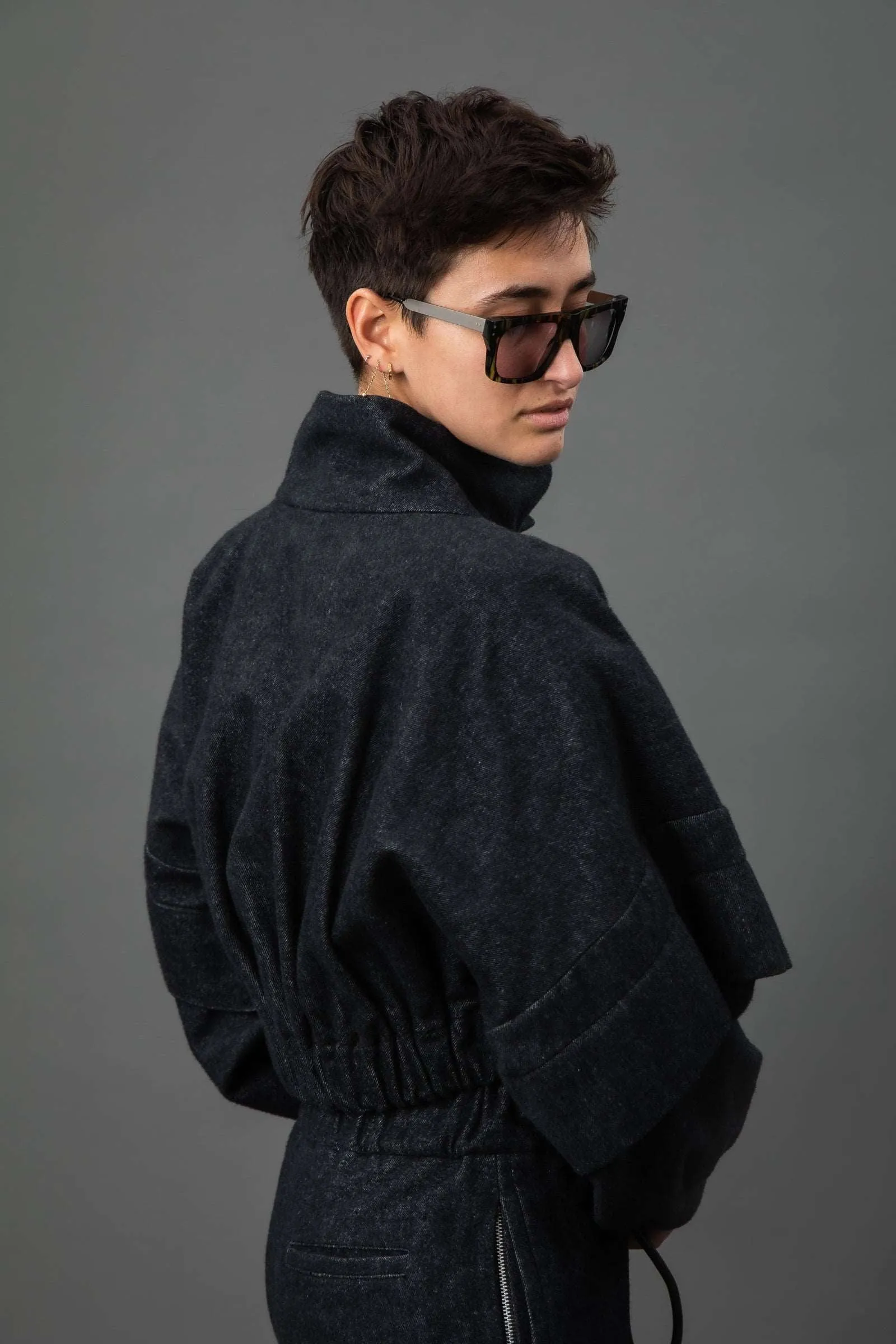 Ripley Navy Cropped Voluminous Jacket