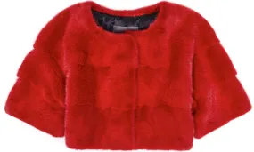 Sarah Mini Mink Fur Jacket Pomodoro