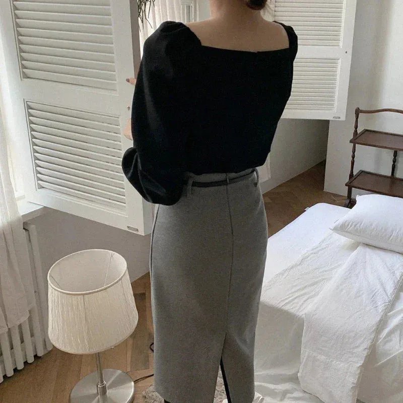 Scallop Collar Blouse Top