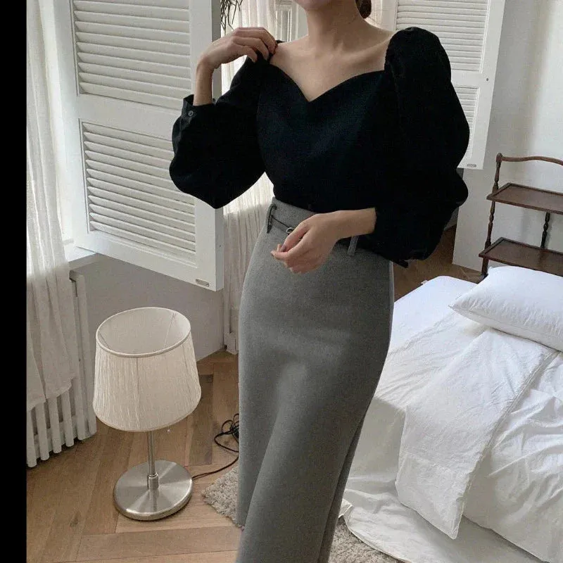 Scallop Collar Blouse Top