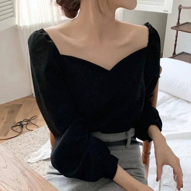 Scallop Collar Blouse Top