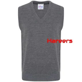 School Uniform Unisex Boys Girls Kids V Neck Knitted Sleeveless Tank Top Jumper -Grey