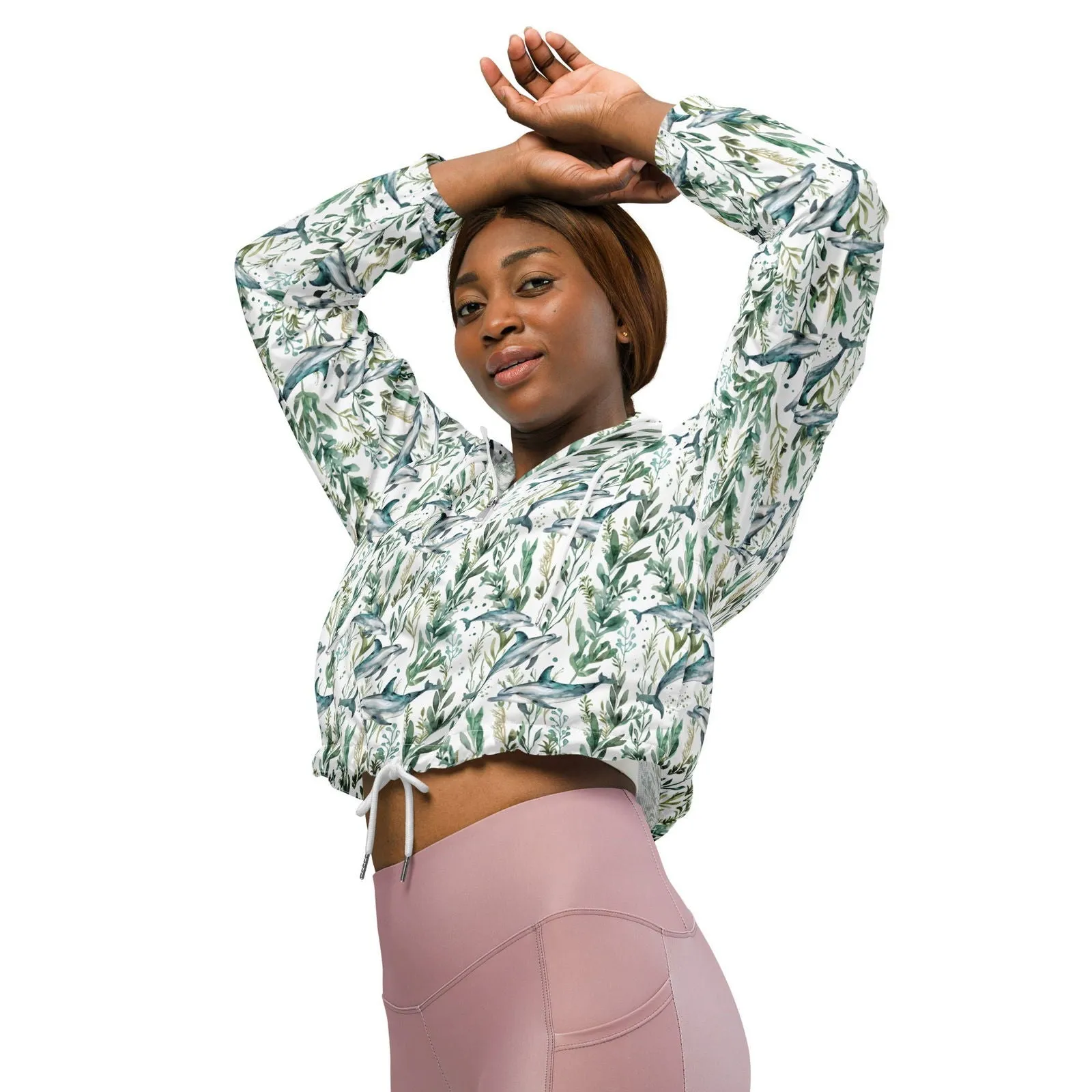 Seascape Dolphin Women’s cropped Windbreaker