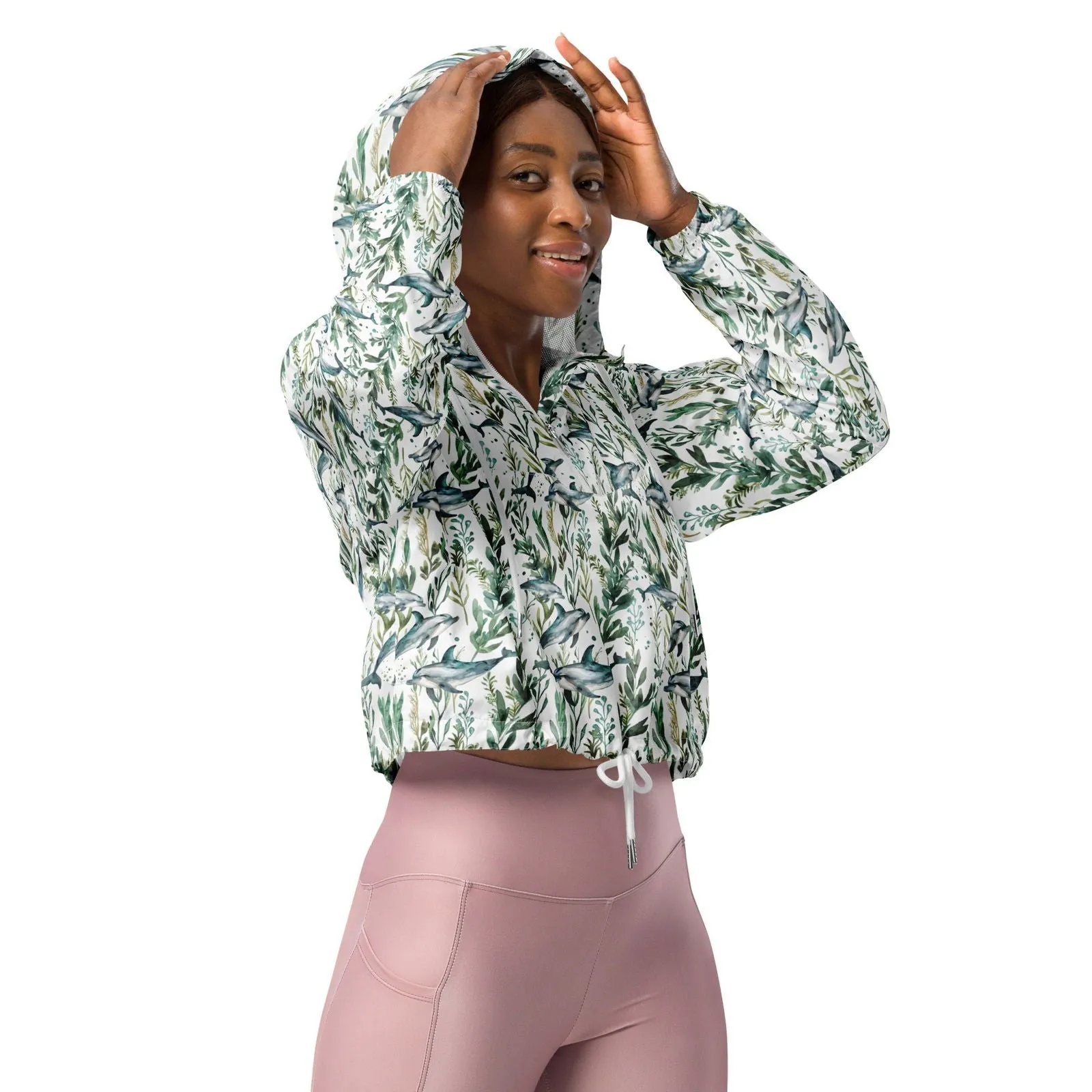 Seascape Dolphin Women’s cropped Windbreaker