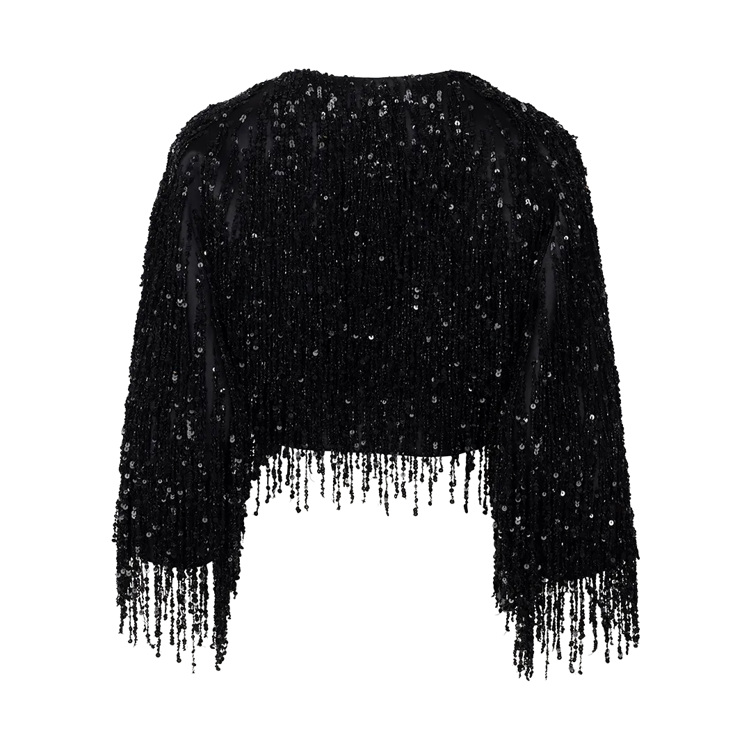 Sequin Fringed Evening Jacket