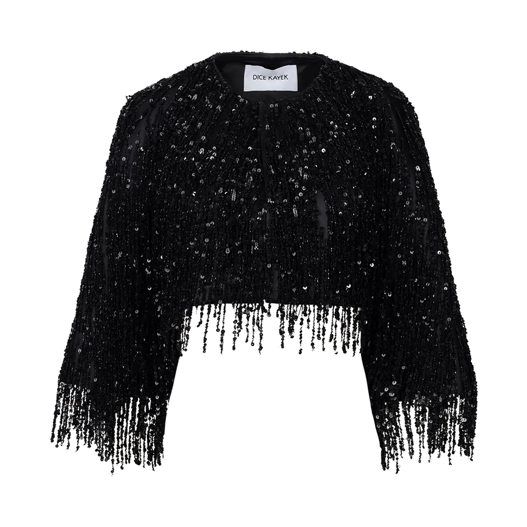 Sequin Fringed Evening Jacket