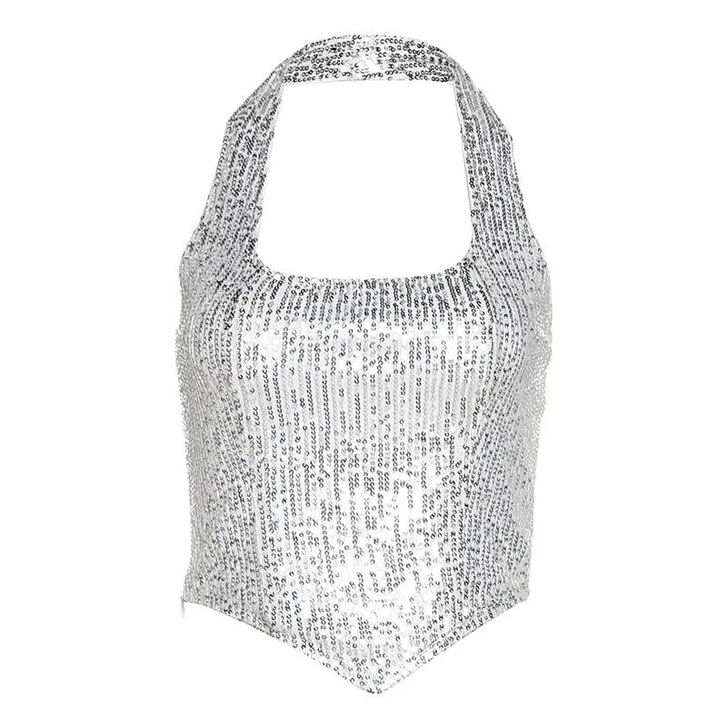 Sequin Halter Corset Top