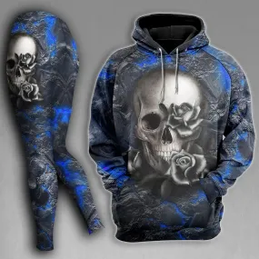 Skull Lava Blue Gothic Combo Hoodie and Leggings