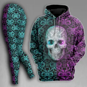 Skull Sugar Pattern Gothic Combo Hoodie and Leggings