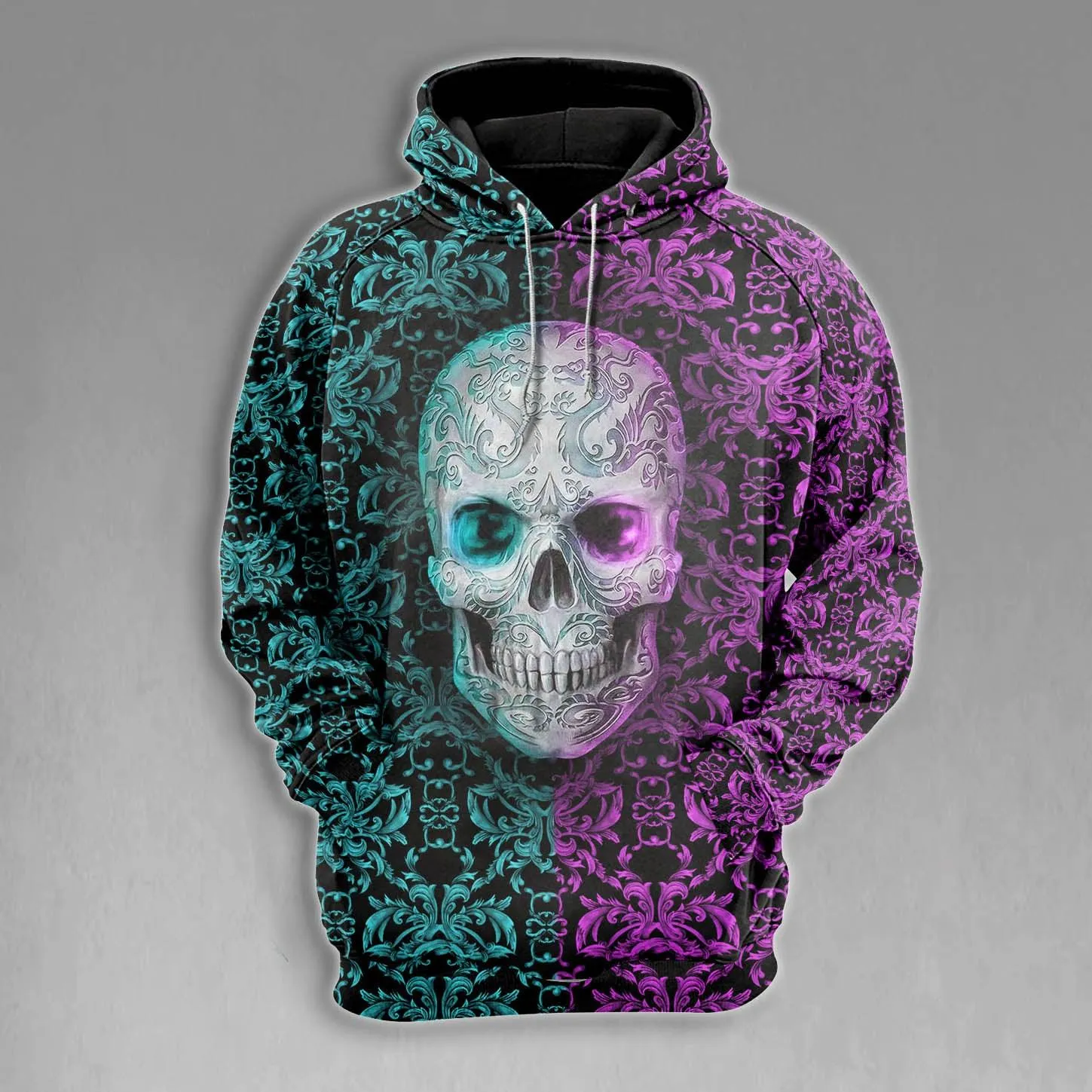 Skull Sugar Pattern Gothic Combo Hoodie and Leggings