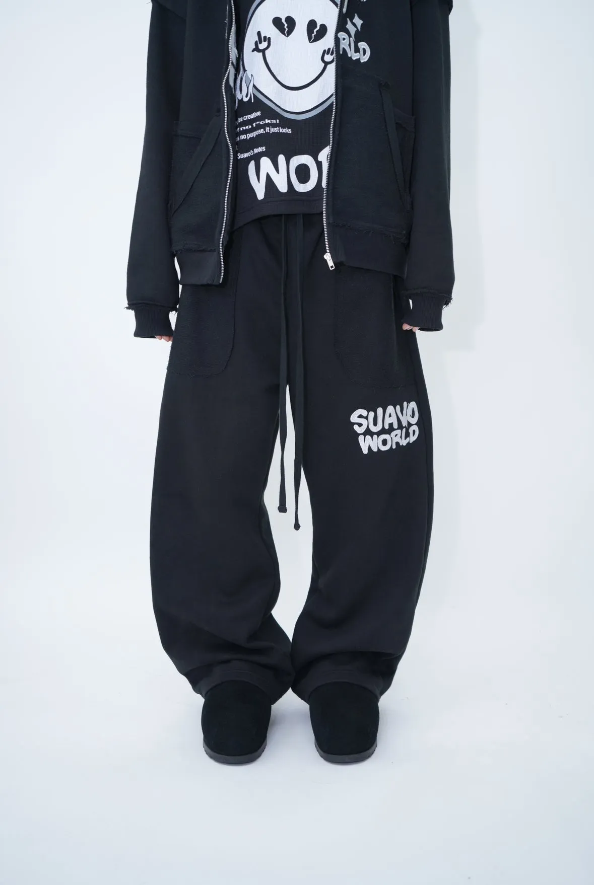 SMILEY SWEATPANTS - BLACK