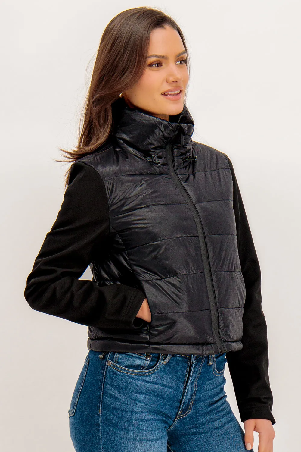 Sophie Cropped Mixed Black Jacket