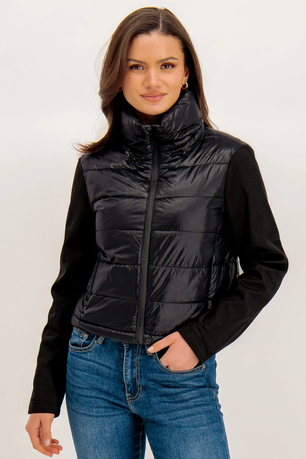 Sophie Cropped Mixed Black Jacket