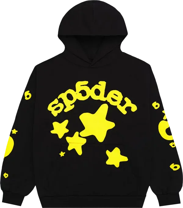 SP5DER  BELUGA  HOODIE 'ONYX/YELLOW'