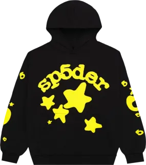 SP5DER  BELUGA  HOODIE 'ONYX/YELLOW'