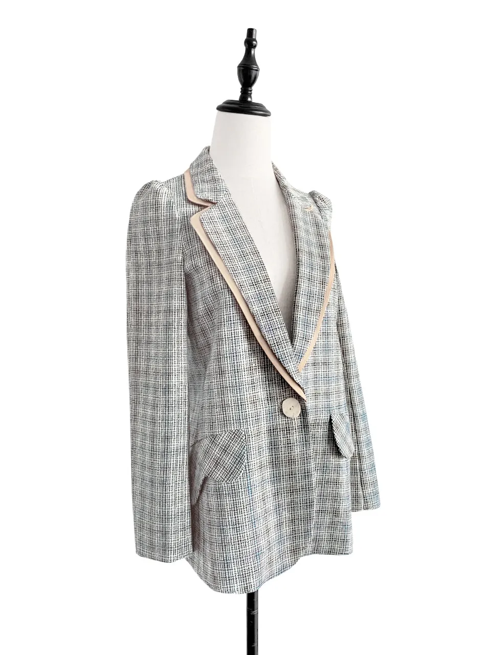 Surprise Sale! Classic Plaid Woollen Silk Blended Tailored Jacket