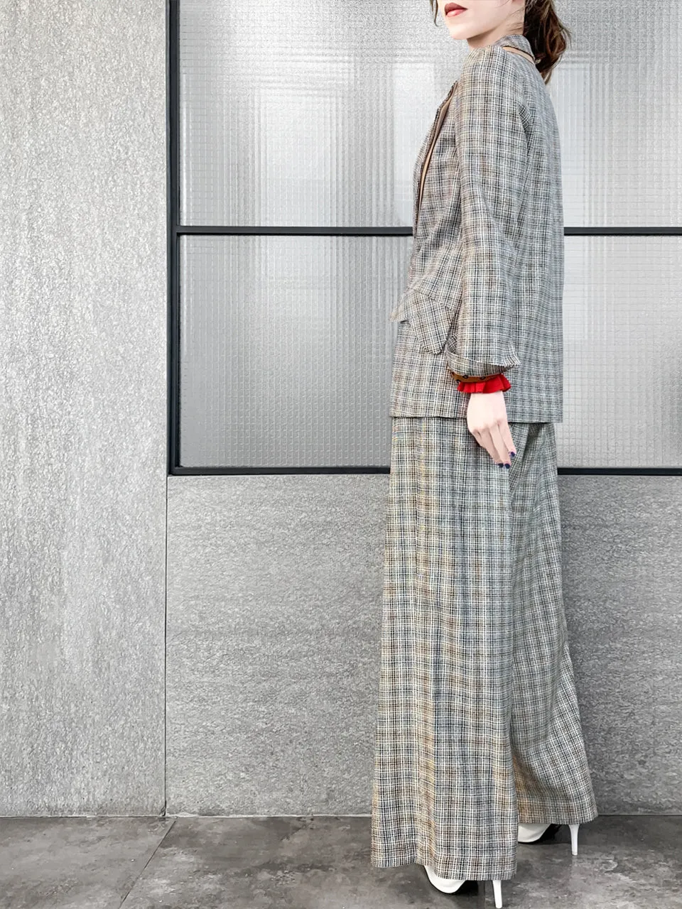Surprise Sale! Classic Plaid Woollen Silk Blended Tailored Jacket