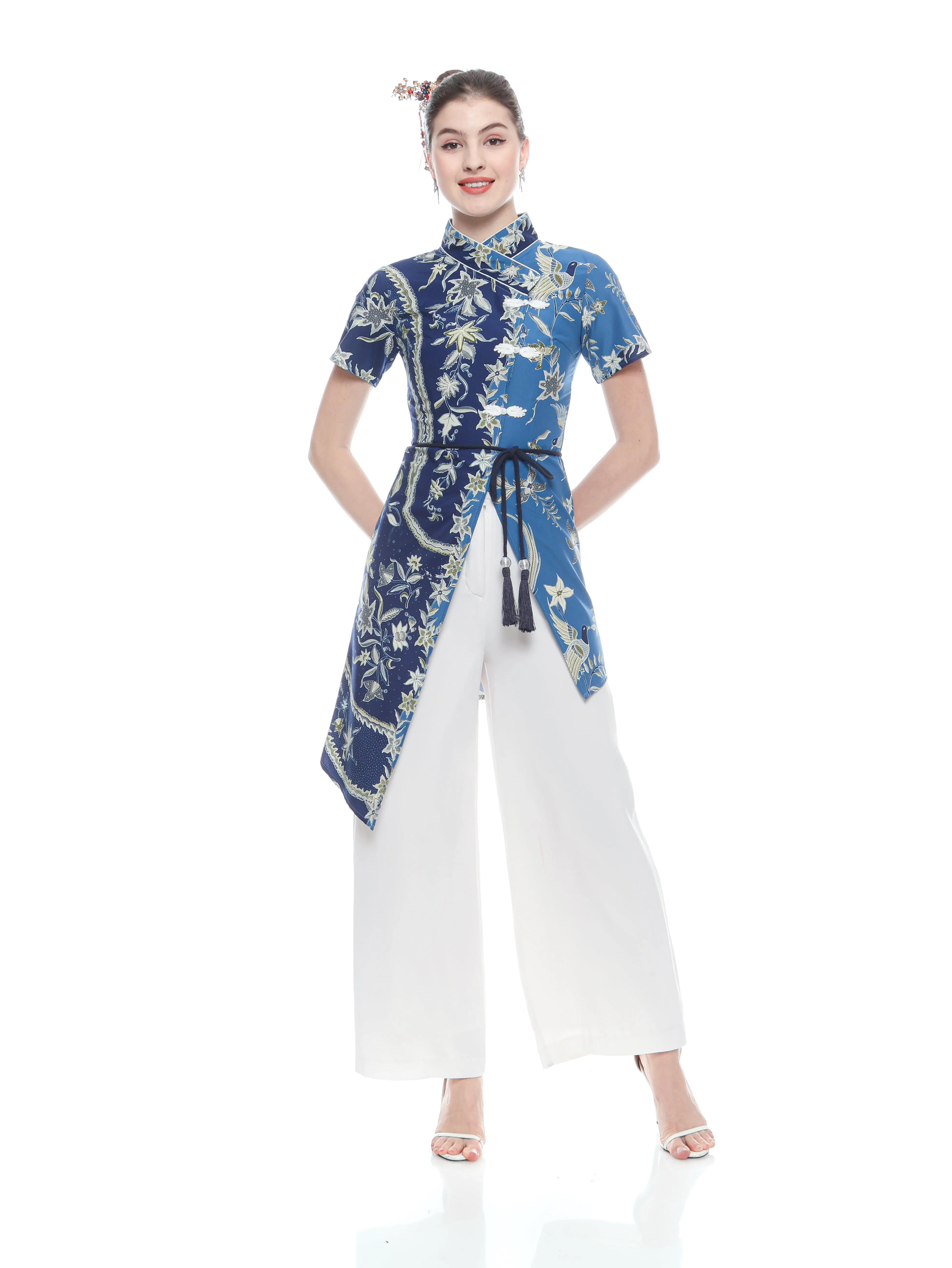 Top Cheongsam CNY Blue Ribbon