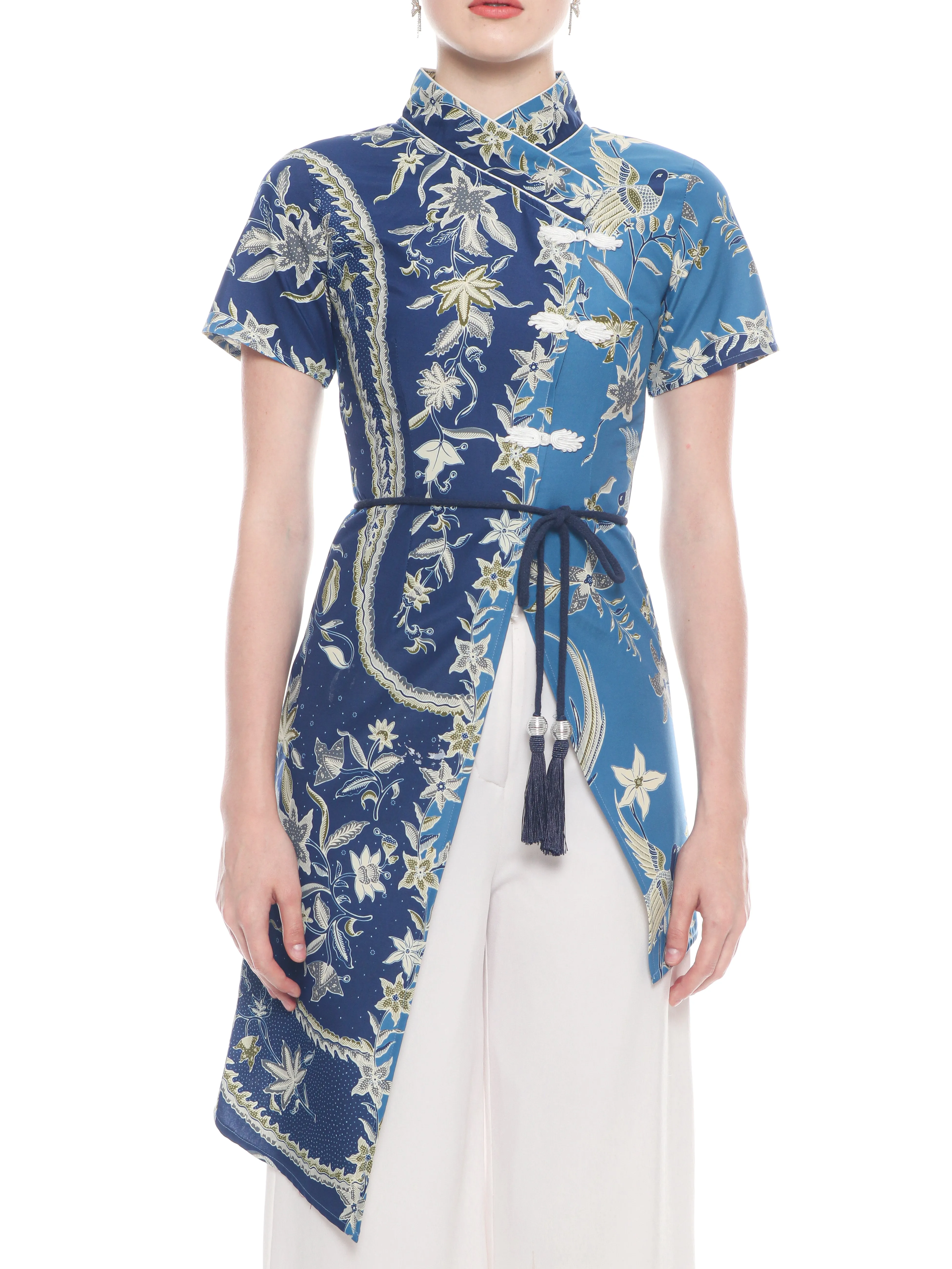 Top Cheongsam CNY Blue Ribbon