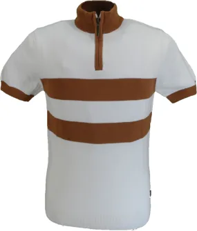 Trojan Mens Ecru Zip Up Cycling Top Jumper