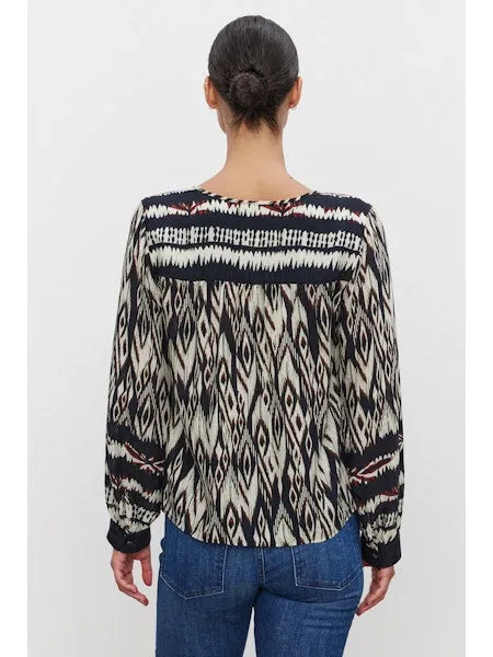 Veabrielle Black Ikat Boho Top